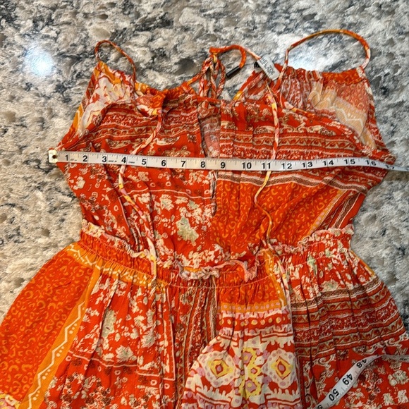 Rachel Zoe/Boho Keyhole Rayon Blouse Top Orange Yellow Sz Small - Picture 8 of 14